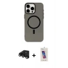 MARSİLYAN™- iPhone 15 Pro Kılıf Eksen Işık Prime - Siyah Joko 5D Cam + Raze Metal Kamera Lens - SH