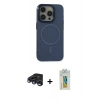MARSİLYAN™- iPhone 15 Pro Kılıf Eksen Işık Prime - Siyah Polymer Nano Ekran Koruyucu + Raze Metal Kamera Lens - LT