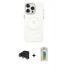 MARSİLYAN™- iPhone 15 Pro Kılıf Eksen Işık Prime - Siyah Polymer Nano Ekran Koruyucu + Raze Metal Kamera Lens - TMGI