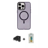 MARSİLYAN™- iPhone 15 Pro Kılıf Eksen Işık Prime - Siyah Polymer Nano Ekran Koruyucu + Raze Metal Kamera Lens - TMGI