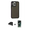 MARSİLYAN™- iPhone 15 Pro Kılıf Eksen Işık - Şeffaf 360 Full Body Arka Koruyucu + Raze Metal Kamera Lens - GS