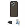 MARSİLYAN™- iPhone 15 Pro Kılıf Eksen Işık - Şeffaf Royal Nano Ekran Koruyucu + Raze Metal Kamera Lens - SH