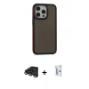 MARSİLYAN™- iPhone 15 Pro Kılıf Eksen Işık - Siyah Bilvis 0.18mm Plus Cam Ekran Koruyucu + Raze Metal Kamera Lens - TMGI