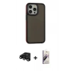 MARSİLYAN™- iPhone 15 Pro Kılıf Eksen Işık - Siyah Bilvis 3D Mat Cam Ekran Koruyucu + Raze Metal Kamera Lens - SH