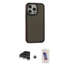 MARSİLYAN™- iPhone 15 Pro Kılıf Eksen Işık - Siyah Joko 5D Cam + Gümüş Raze Metal Kamera Lens