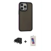 MARSİLYAN™- iPhone 15 Pro Kılıf Eksen Işık - Siyah Joko 5D Cam + Raze Metal Kamera Lens - SH