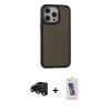 MARSİLYAN™- iPhone 15 Pro Kılıf Eksen Işık - Siyah Joko 5D Cam + Raze Metal Kamera Lens - SH