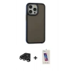 MARSİLYAN™- iPhone 15 Pro Kılıf Eksen Işık - Siyah Joko 5D Cam + Raze Metal Kamera Lens - TMGI