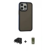 MARSİLYAN™- iPhone 15 Pro Kılıf Eksen Işık - Siyah Joko Magic 5D Hayalet Cam + Raze Metal Kamera Lens - SH