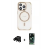 MARSİLYAN™- iPhone 15 Pro Kılıf Eksen Klasik Koleksiyonu - Şeffaf 360 Full Body Arka Koruyucu + Raze Metal Kamera Lens - SH