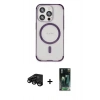 MARSİLYAN™- iPhone 15 Pro Kılıf Eksen Klasik Koleksiyonu - Şeffaf 360 Full Body Arka Koruyucu + Raze Metal Kamera Lens - SH