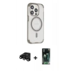 MARSİLYAN™- iPhone 15 Pro Kılıf Eksen Klasik Koleksiyonu - Şeffaf 360 Full Body Arka Koruyucu + Raze Metal Kamera Lens - SH