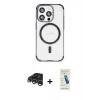 MARSİLYAN™- iPhone 15 Pro Kılıf Eksen Klasik Koleksiyonu - Şeffaf Pasifik Cam Ekran Koruyucu + Raze Metal Kamera Lens - GS