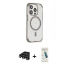 MARSİLYAN™- iPhone 15 Pro Kılıf Eksen Klasik Koleksiyonu - Şeffaf Pasifik Cam Ekran Koruyucu + Raze Metal Kamera Lens - TMGI