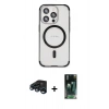 MARSİLYAN™- iPhone 15 Pro Kılıf Eksen Klasik Koleksiyonu - Siyah 360 Mat Full Body Arka Koruyucu + Lacivert Raze Metal Kamera Lens