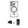 MARSİLYAN™- iPhone 15 Pro Kılıf Eksen Klasik Koleksiyonu - Siyah 360 Mat Full Body Arka Koruyucu + Lacivert Raze Metal Kamera Lens