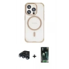 MARSİLYAN™- iPhone 15 Pro Kılıf Eksen Klasik Koleksiyonu - Siyah 360 Mat Full Body Arka Koruyucu + Lacivert Raze Metal Kamera Lens