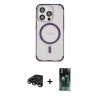 MARSİLYAN™- iPhone 15 Pro Kılıf Eksen Klasik Koleksiyonu - Siyah 360 Mat Full Body Arka Koruyucu + Raze Metal Kamera Lens - TMGI