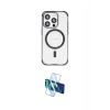 MARSİLYAN™- iPhone 15 Pro Kılıf Eksen Klasik Koleksiyonu - Siyah 3D Antistatik Cam Ekran Koruyucu