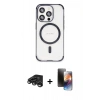MARSİLYAN™- iPhone 15 Pro Kılıf Eksen Klasik Koleksiyonu - Siyah 3D Antistatik Mat Seramik Nano Ekran Koruyucu + Raze Metal Kamera Lens - TMGI