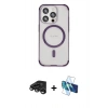 MARSİLYAN™- iPhone 15 Pro Kılıf Eksen Klasik Koleksiyonu - Siyah 3D Antistatik Seramik Nano Ekran Koruyucu + Raze Metal Kamera Lens - TMGI