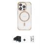 MARSİLYAN™- iPhone 15 Pro Kılıf Eksen Klasik Koleksiyonu - Siyah Bilvis 0.18mm Plus Cam Ekran Koruyucu + Raze Metal Kamera Lens - LT