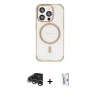 MARSİLYAN™- iPhone 15 Pro Kılıf Eksen Klasik Koleksiyonu - Siyah Bilvis 0.18mm Plus Cam Ekran Koruyucu + Raze Metal Kamera Lens - GS