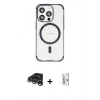 MARSİLYAN™- iPhone 15 Pro Kılıf Eksen Klasik Koleksiyonu - Siyah Bilvis 0.18mm Plus Cam Ekran Koruyucu + Raze Metal Kamera Lens - GS