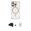 MARSİLYAN™- iPhone 15 Pro Kılıf Eksen Klasik Koleksiyonu - Siyah Bilvis 0.18mm Plus Cam Ekran Koruyucu + Siyah Raze Metal Kamera Lens