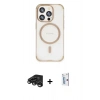 MARSİLYAN™- iPhone 15 Pro Kılıf Eksen Klasik Koleksiyonu - Siyah Bilvis 0.18mm Plus Cam Ekran Koruyucu + Raze Metal Kamera Lens - TMGI
