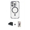 MARSİLYAN™- iPhone 15 Pro Kılıf Eksen Klasik Koleksiyonu - Siyah Bilvis 3D Cam Ekran Koruyucu + Raze Metal Kamera Lens - LT