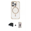 MARSİLYAN™- iPhone 15 Pro Kılıf Eksen Klasik Koleksiyonu - Siyah Bilvis 3D Cam Ekran Koruyucu + Raze Metal Kamera Lens - LT