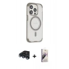 MARSİLYAN™- iPhone 15 Pro Kılıf Eksen Klasik Koleksiyonu - Siyah Bilvis 3D Mat Cam Ekran Koruyucu + Raze Metal Kamera Lens - LT