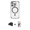 MARSİLYAN™- iPhone 15 Pro Kılıf Eksen Klasik Koleksiyonu - Siyah Bilvis 3D Mat Cam Ekran Koruyucu + Raze Metal Kamera Lens - TMGI