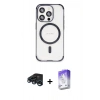 MARSİLYAN™- iPhone 15 Pro Kılıf Eksen Klasik Koleksiyonu - Siyah Bilvis 5in1 3D Magic Cam Ekran Koruyucu + Raze Metal Kamera Lens - LT
