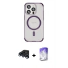 MARSİLYAN™- iPhone 15 Pro Kılıf Eksen Klasik Koleksiyonu - Siyah Bilvis 5in1 3D Magic Cam Ekran Koruyucu + Raze Metal Kamera Lens - LT