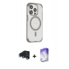 MARSİLYAN™- iPhone 15 Pro Kılıf Eksen Klasik Koleksiyonu - Siyah Bilvis 5in1 3D Magic Cam Ekran Koruyucu + Raze Metal Kamera Lens - LT