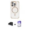 MARSİLYAN™- iPhone 15 Pro Kılıf Eksen Klasik Koleksiyonu - Siyah Bilvis 5in1 3D Magic Cam Ekran Koruyucu + Raze Metal Kamera Lens - LT