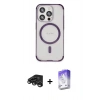 MARSİLYAN™- iPhone 15 Pro Kılıf Eksen Klasik Koleksiyonu - Siyah Bilvis 5in1 3D Magic Cam Ekran Koruyucu + Raze Metal Kamera Lens - TMGI