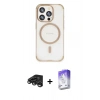 MARSİLYAN™- iPhone 15 Pro Kılıf Eksen Klasik Koleksiyonu - Siyah Bilvis 5in1 3D Magic Cam Ekran Koruyucu + Raze Metal Kamera Lens - TMGI
