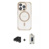 MARSİLYAN™- iPhone 15 Pro Kılıf Eksen Klasik Koleksiyonu - Siyah Bilvis Hayalet Cam Ekran Koruyucu + Raze Metal Kamera Lens - TMGI