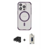 MARSİLYAN™- iPhone 15 Pro Kılıf Eksen Klasik Koleksiyonu - Siyah Bilvis Hayalet Cam Ekran Koruyucu + Raze Metal Kamera Lens - TMGI