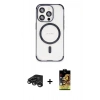 MARSİLYAN™- iPhone 15 Pro Kılıf Eksen Klasik Koleksiyonu - Siyah Buffer Cam Ekran Koruyucu + Raze Metal Kamera Lens - TMGI
