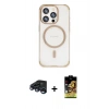 MARSİLYAN™- iPhone 15 Pro Kılıf Eksen Klasik Koleksiyonu - Siyah Buffer Cam Ekran Koruyucu + Raze Metal Kamera Lens - LT