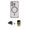 MARSİLYAN™- iPhone 15 Pro Kılıf Eksen Klasik Koleksiyonu - Siyah Buffer Cam Ekran Koruyucu + Raze Metal Kamera Lens - GS