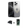 MARSİLYAN™- iPhone 15 Pro Kılıf Eksen Minimal Özel Seri - Şeffaf 360 Full Body Arka Koruyucu + Raze Metal Kamera Lens - LT
