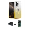 MARSİLYAN™- iPhone 15 Pro Kılıf Eksen Minimal Özel Seri - Şeffaf 360 Full Body Arka Koruyucu + Raze Metal Kamera Lens - LT