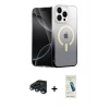 MARSİLYAN™- iPhone 15 Pro Kılıf Eksen Minimal Özel Seri - Şeffaf Pasifik Cam Ekran Koruyucu + Raze Metal Kamera Lens - LT