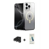 MARSİLYAN™- iPhone 15 Pro Kılıf Eksen Minimal Özel Seri - Şeffaf Pasifik Cam Ekran Koruyucu + Raze Metal Kamera Lens - TMGI