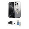 MARSİLYAN™- iPhone 15 Pro Kılıf Eksen Minimal Özel Seri - Şeffaf Royal Nano Ekran Koruyucu + Raze Metal Kamera Lens - GS